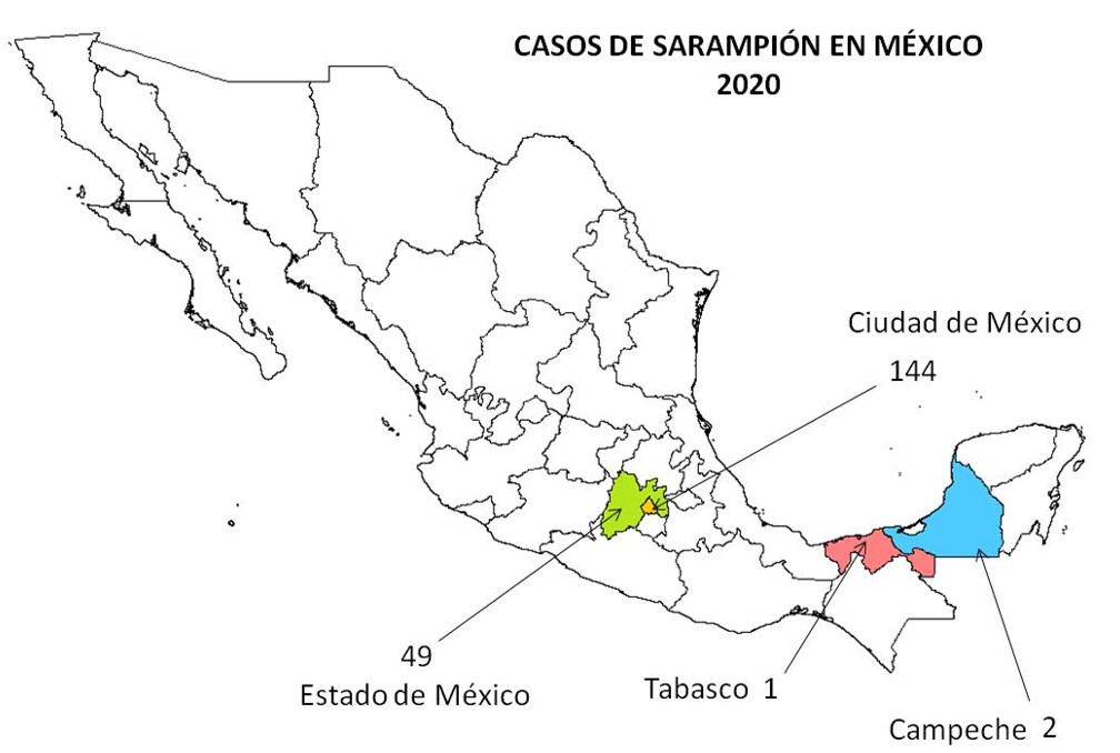 Casos Confirmados de Sarampión Mapa SSM